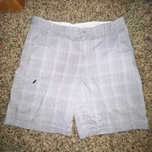 Greg Norman Collection Light Gray Plaid Shorts